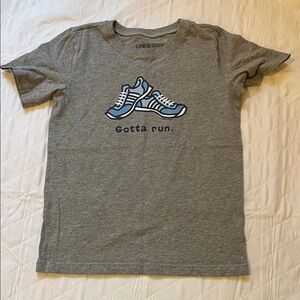 Life Is Good Gray Tee with Blue & White Shoe Graphic